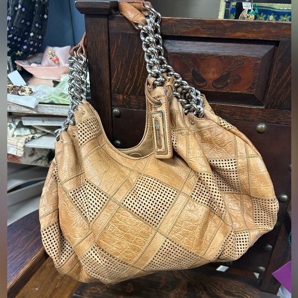 B. Makowsky Saddle Colored Bag with Silver Hardware - Picture 2 of 6